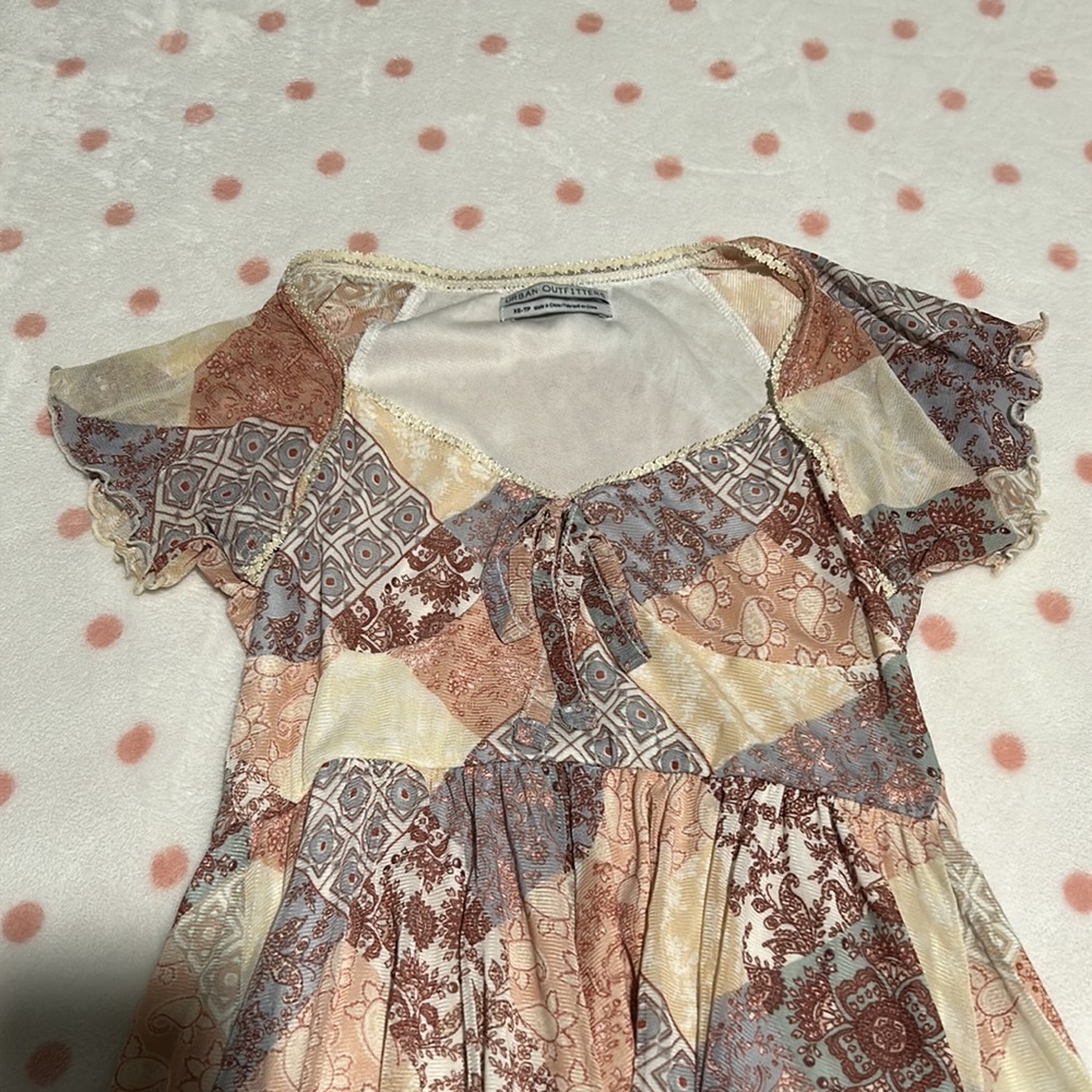 NWOT Urban Outfitters Paisley Patchwork Mesh Romper - Picture 2 of 4